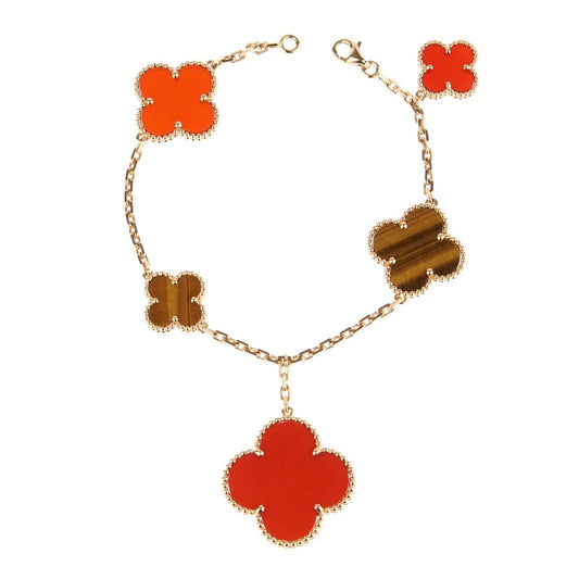 [Love More]CLOVER BRACELET 5 MOTIFS CARNELIAN TIGER EYE