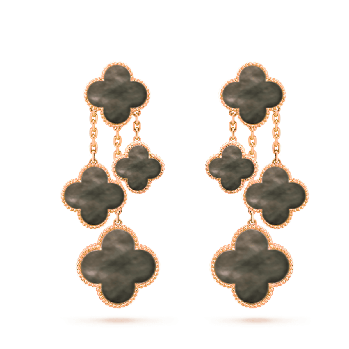 [Love More]CLOVER EARRINGS DARK MOP 4 MOTIFS ROSE GOLD