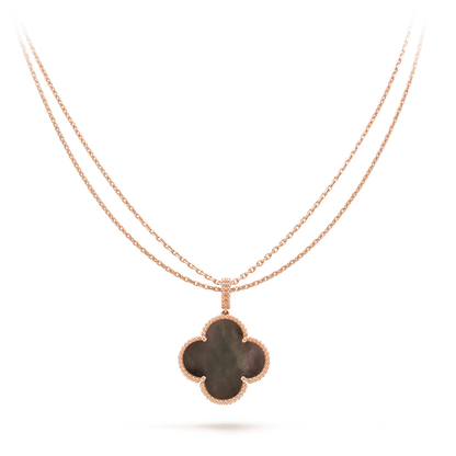 [Love More]CLOVER 25MM GOLD DARK MOP BIG CLOVER NECKLACE