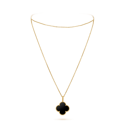 [Love More]CLOVER 25MM GOLD ONYX GROSSE KLEEKETTE