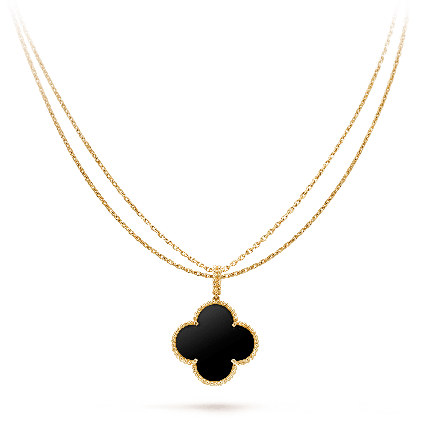 [Love More]CLOVER 25MM GOLD ONYX GROSSE KLEEKETTE