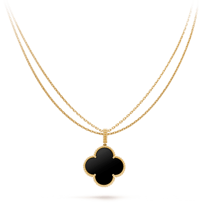 [Love More]CLOVER 25MM GOLD ONYX GROSSE KLEEKETTE