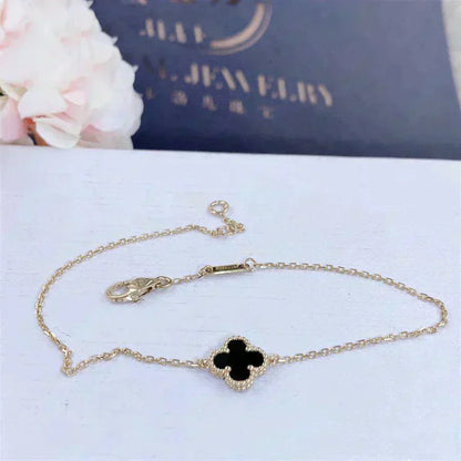 [Love More]CLOVER ONYX SINGLE FLOWER BRACELET