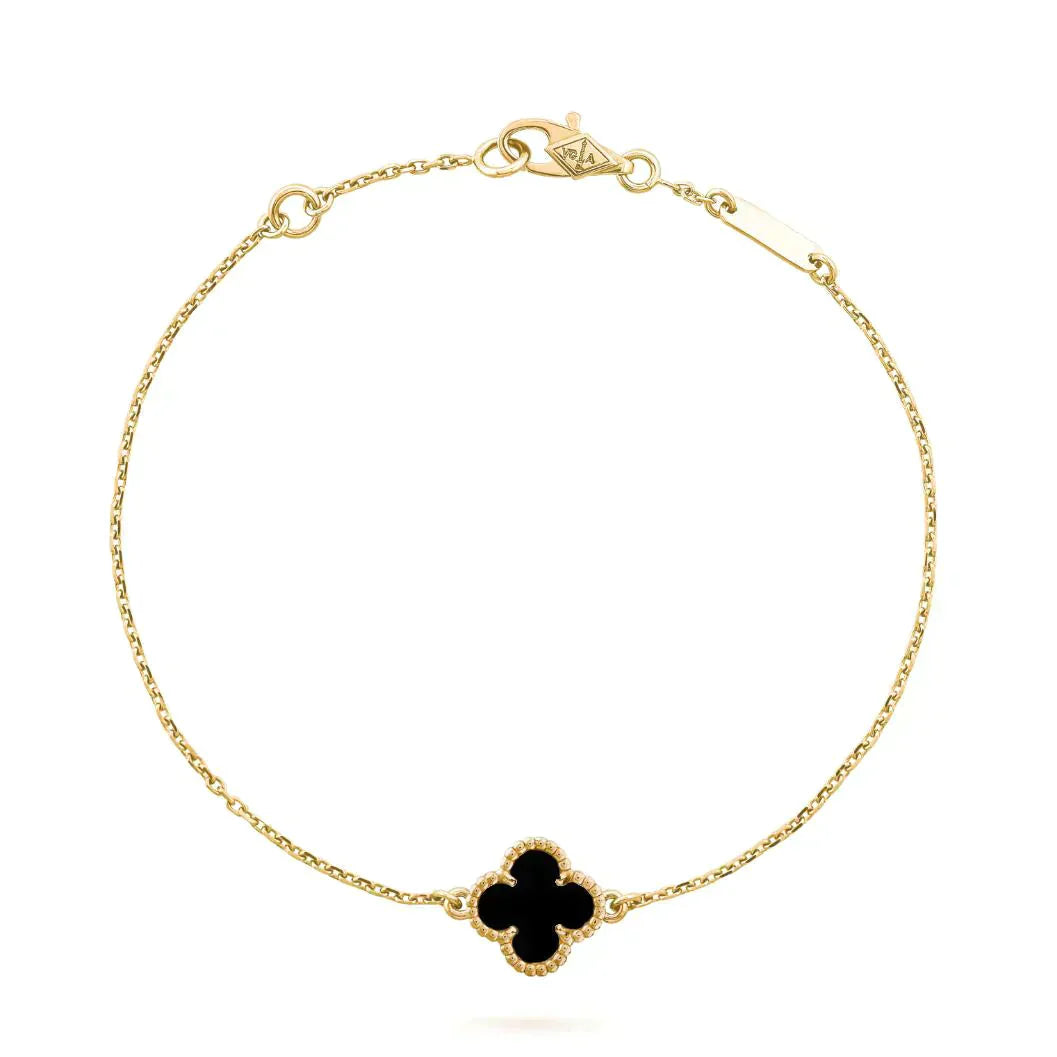 [Love More]CLOVER ONYX SINGLE FLOWER BRACELET