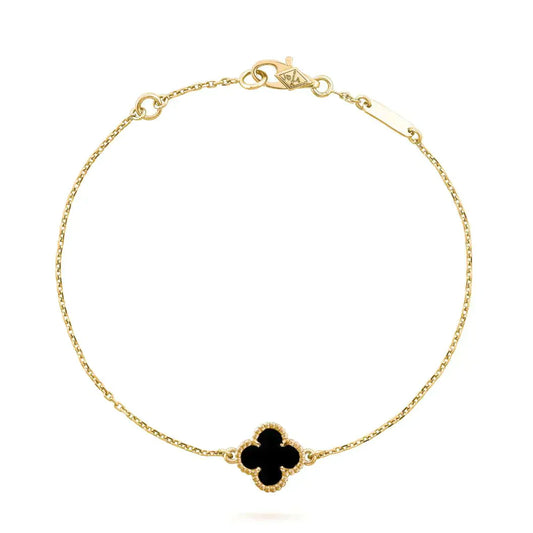 [Love More]CLOVER ONYX EINZELNE BLUME ARMBAND