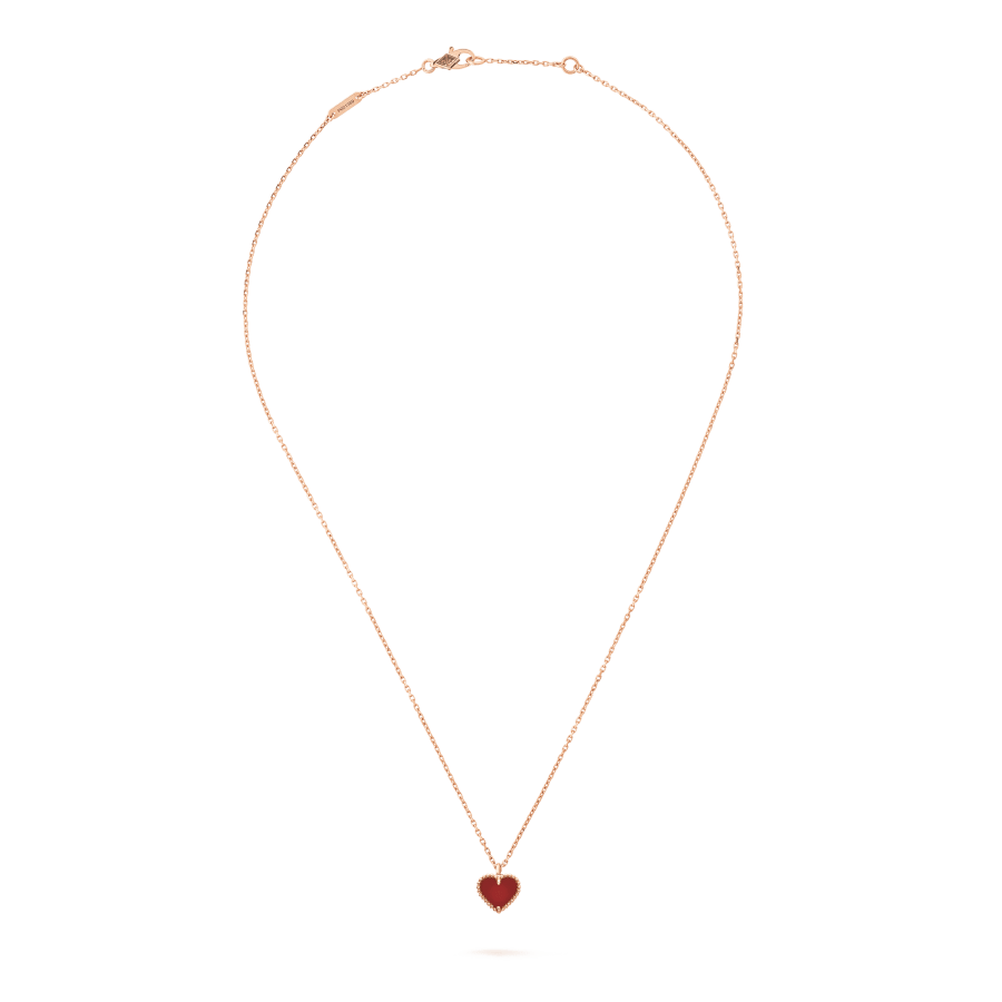 [Love More]SWEET CLOVER CARNELIAN HEART NECKLACE