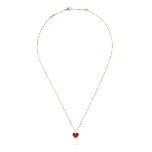 [Love More]SWEET CLOVER CARNELIAN HEART NECKLACE