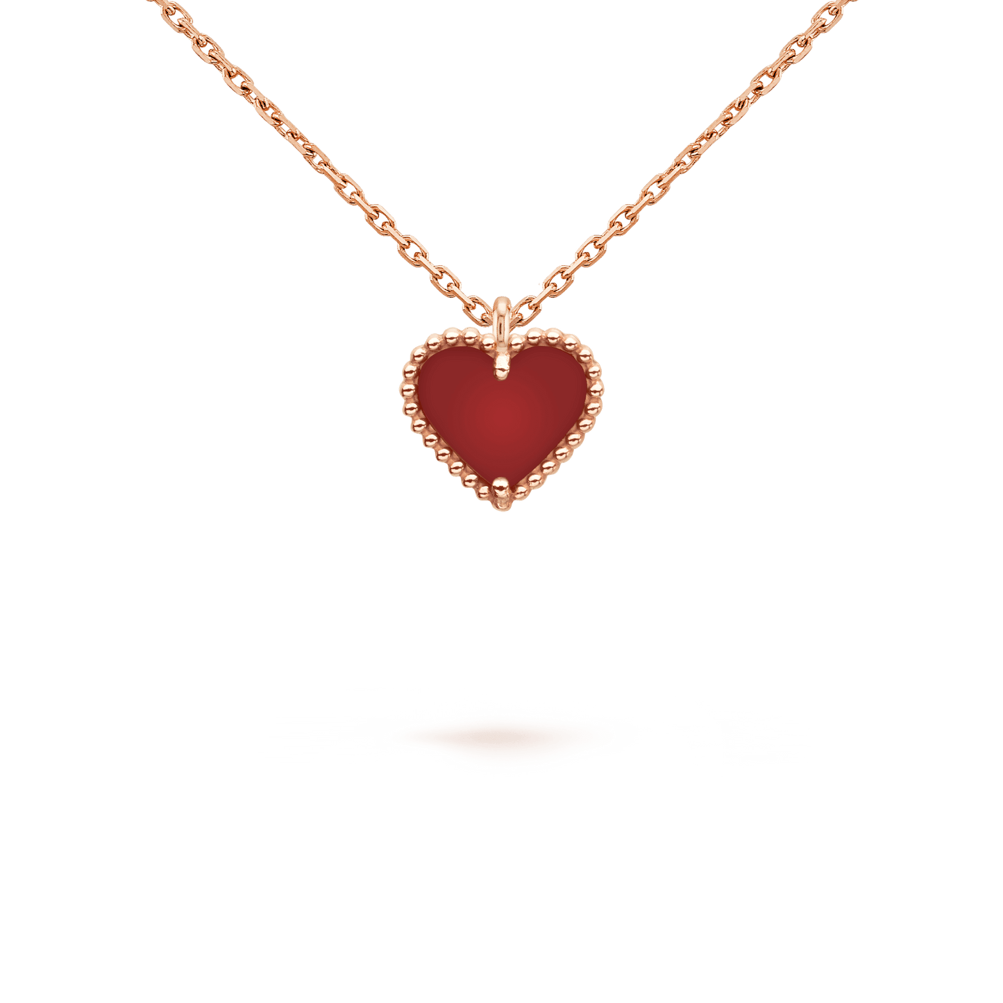 [Love More]SWEET CLOVER CARNELIAN HEART NECKLACE