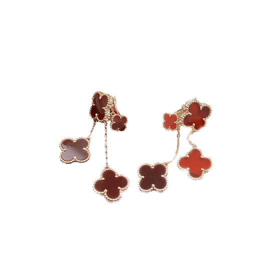 [Love More]CLOVER EARRINGS CARNELIAN 4 MOTIFS PINK GOLD