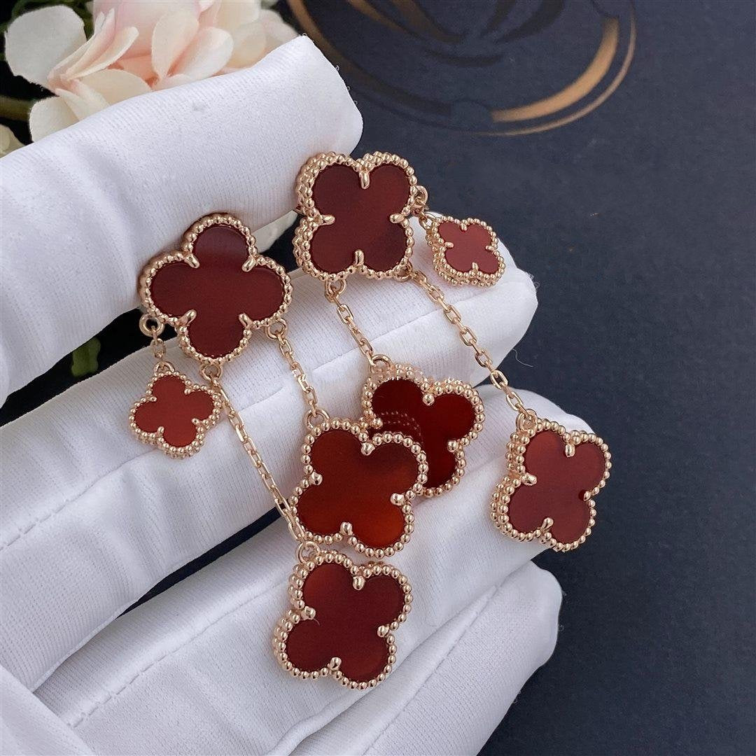 [Love More]CLOVER EARRINGS CARNELIAN 4 MOTIFS PINK GOLD