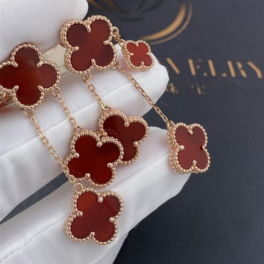 [Love More]CLOVER EARRINGS CARNELIAN 4 MOTIFS PINK GOLD