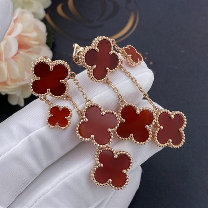 [Love More]CLOVER EARRINGS CARNELIAN 4 MOTIFS PINK GOLD