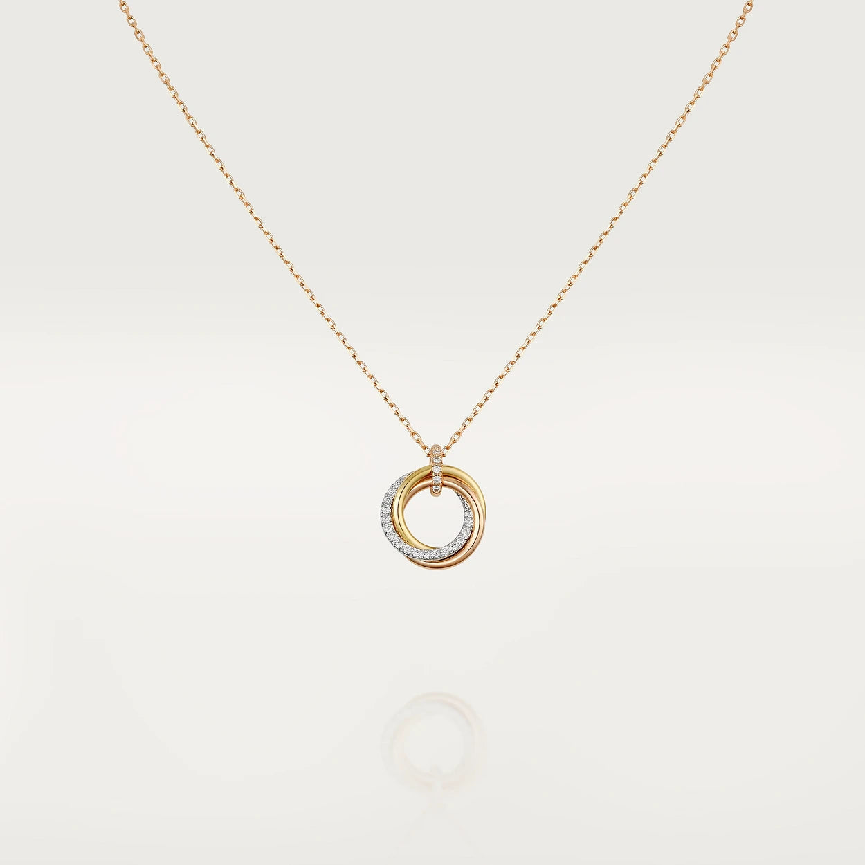 [Love More]TRINITY NECKLACE SILVER GOLD PINK GOLD DIAMONDS