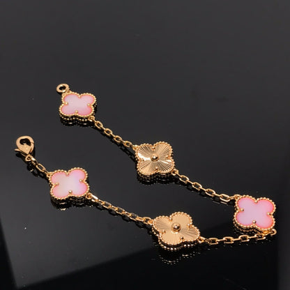 [Love More]CLOVER ARMBAND 5 MOTIV ROSA UND ROTGOLD