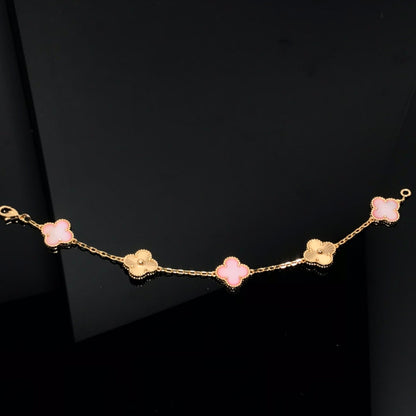 [Love More]CLOVER ARMBAND 5 MOTIV ROSA UND ROTGOLD