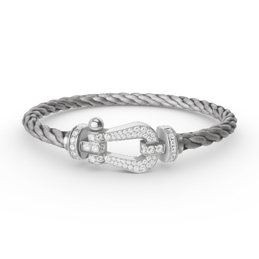 [Love More]FORCE LARGE HORSESHOE FULL DIAMOND BRACELET SILVER