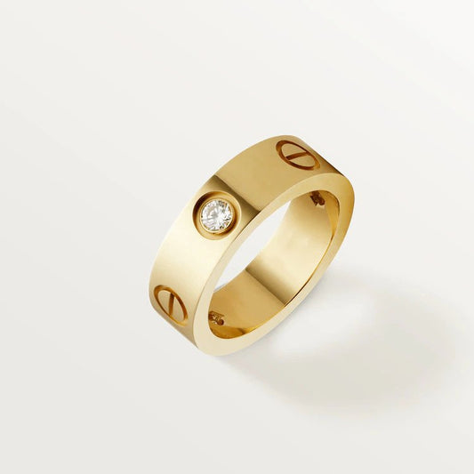 [Love More]LOVE RING 5.5MM 3 DIAMONDS PINK GOLD