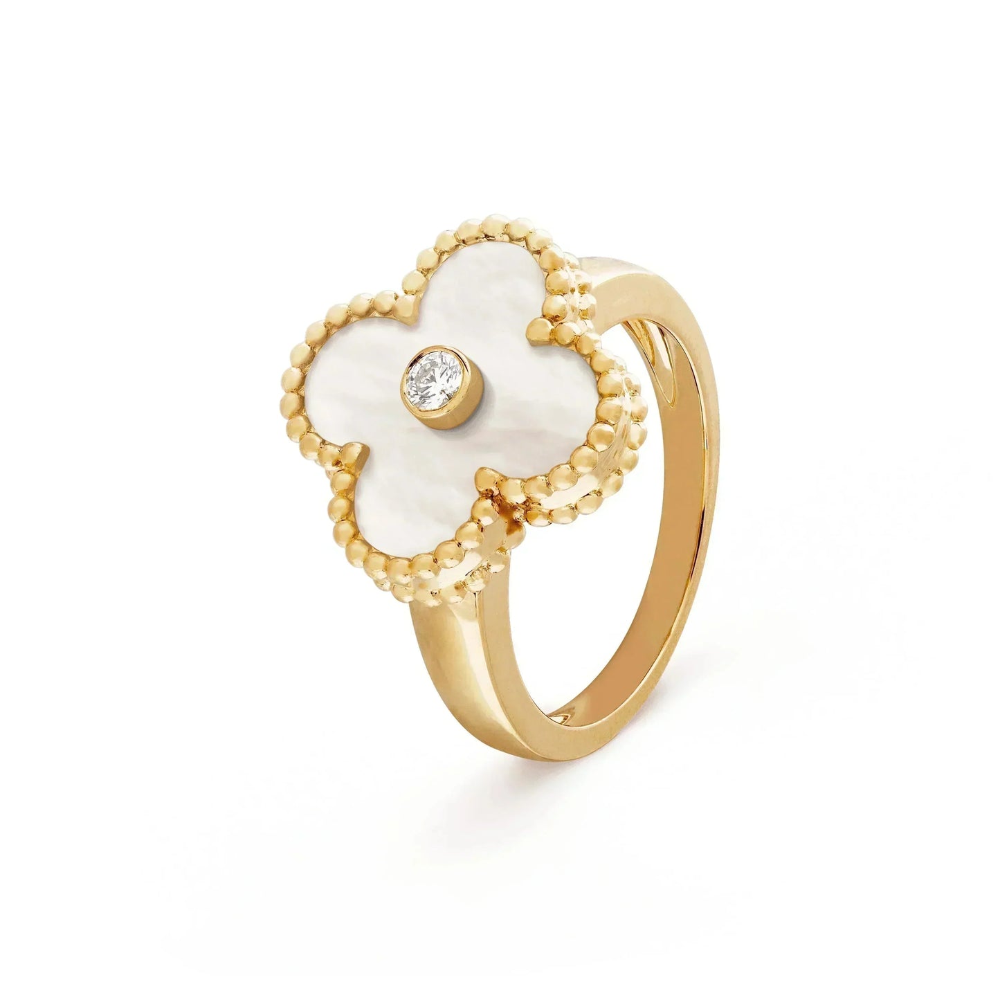 [Love More]CLOVER PINK MOP RING GOLD DIAMANT